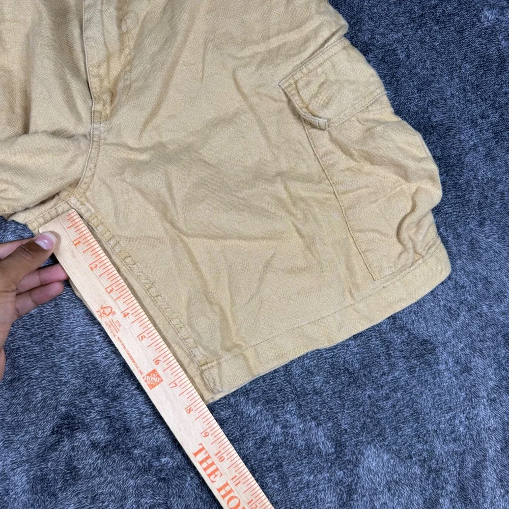 J. Crew Mens 100% Linen Cargo Shorts Tan Khaki Size 32 Summer Casual Lightweight
